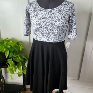 NWT LuLaRoe Dress "Nicole" Black White Floral 2XL